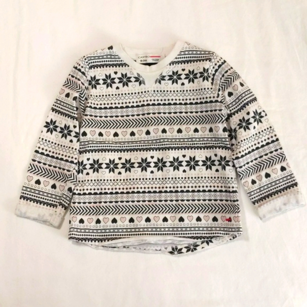 castro fair isle print raw hem sweatshirt 18-24 months baby toddler girls